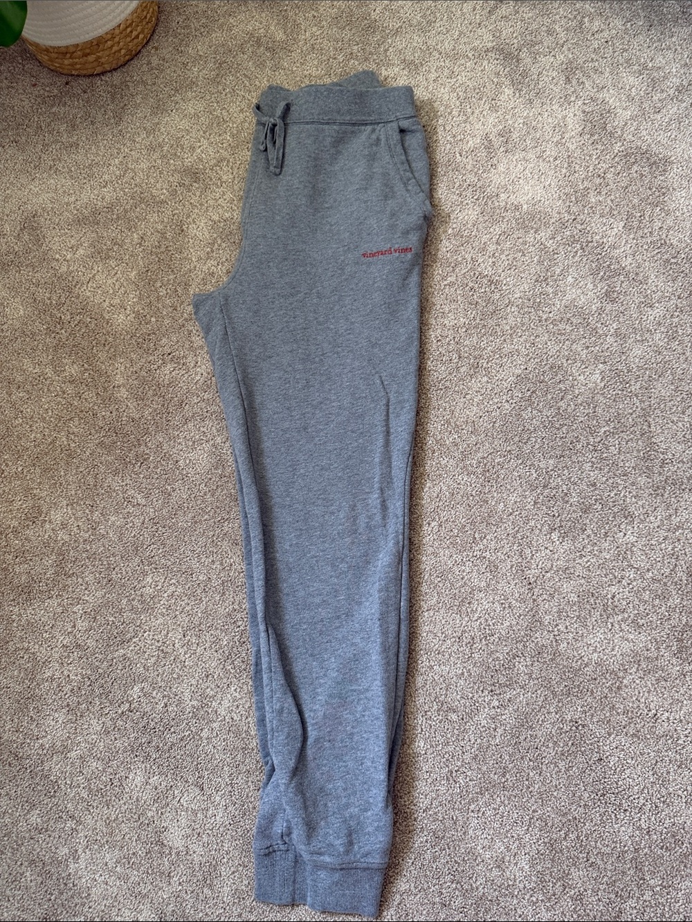 Vineyard Vines Women's Gray Track Joggers with Red Logo